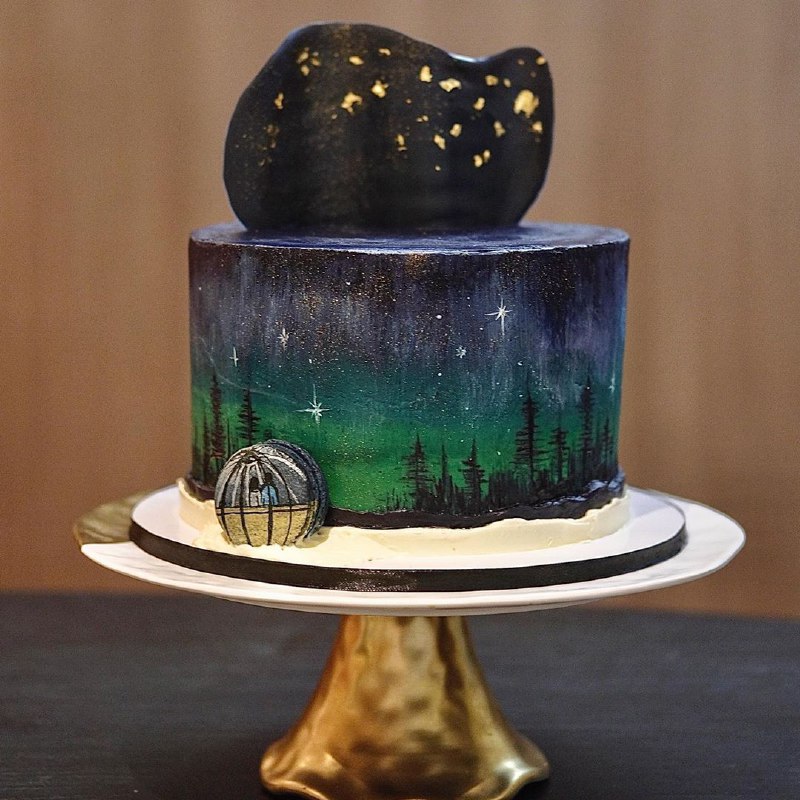 Aurora Borealis Decorated Cake