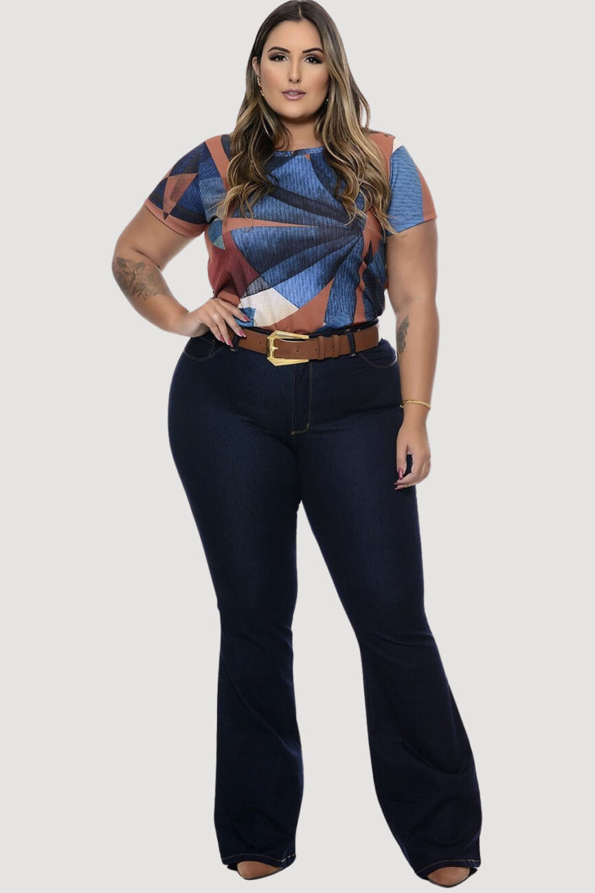 calça flare plus size