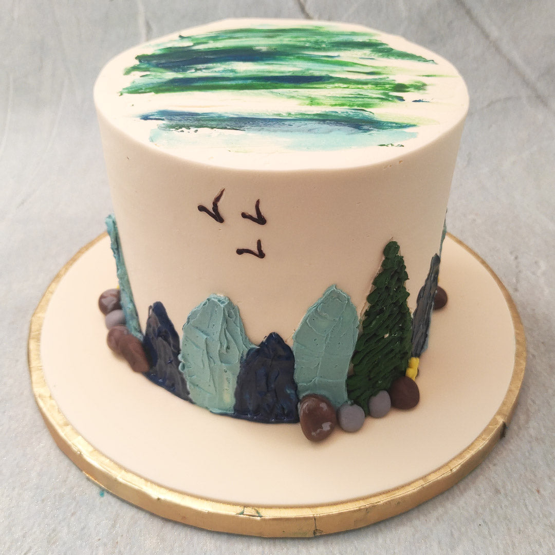 Aurora Borealis Decorated Cake