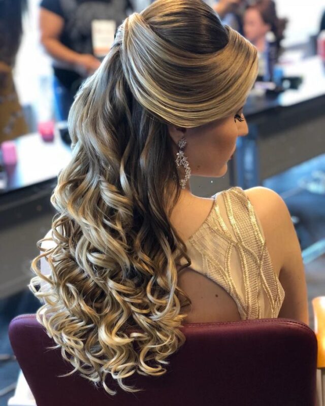 penteado madrinha cabelo longo