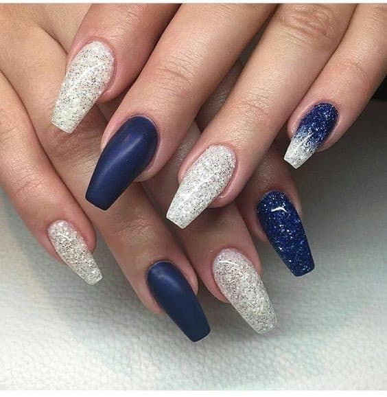 Navy Blue Decorated Nail