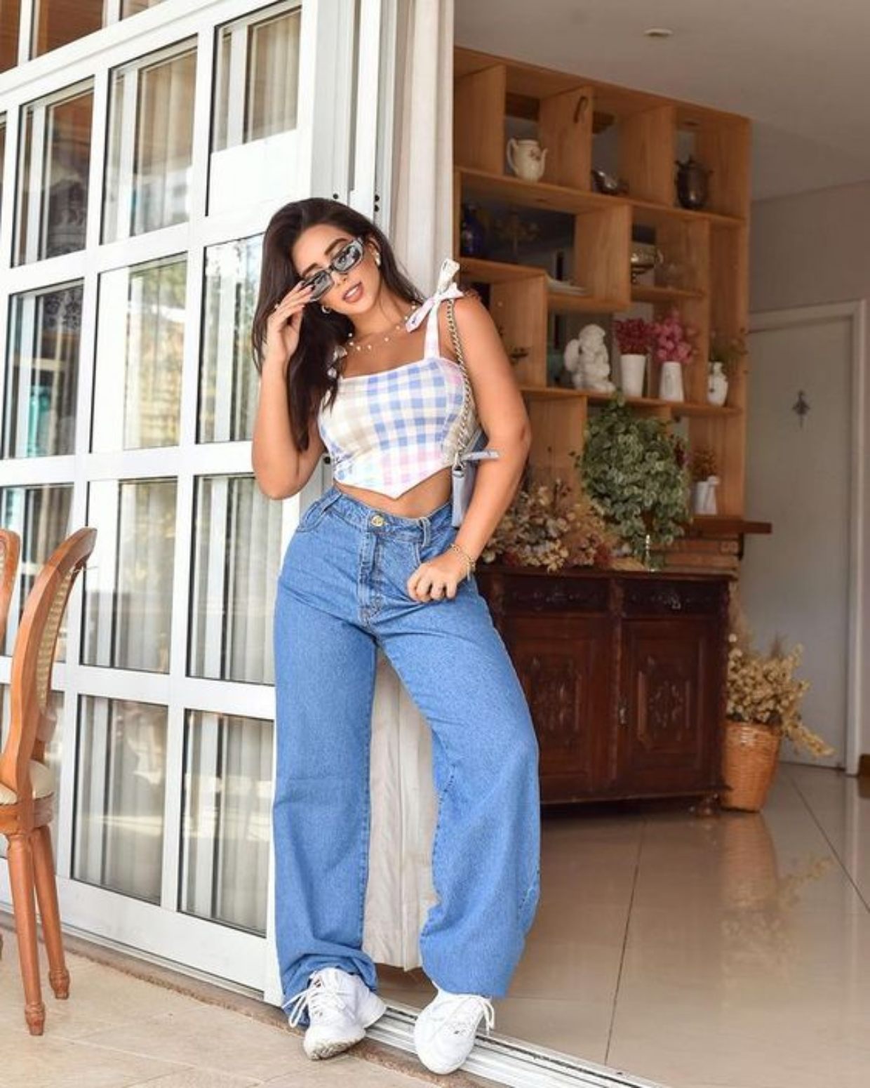 Look com Calca Wide Leg Feminina