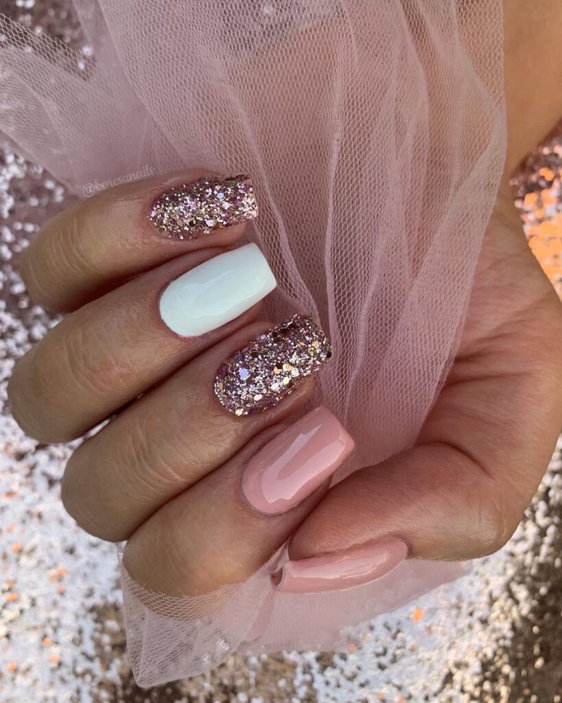 Nail Decorated With Glitter