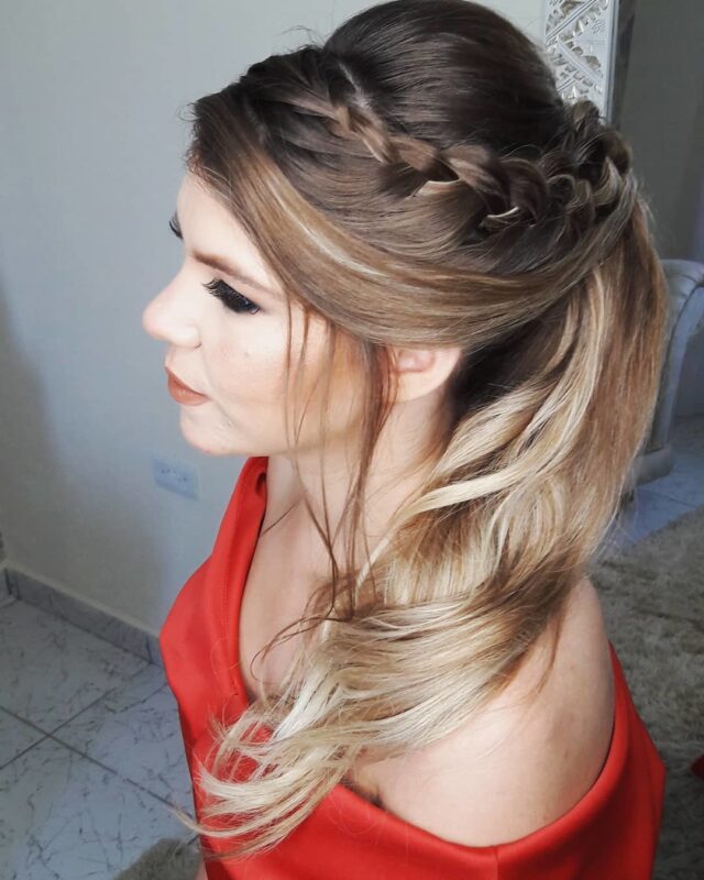 penteado madrinha cabelo longo