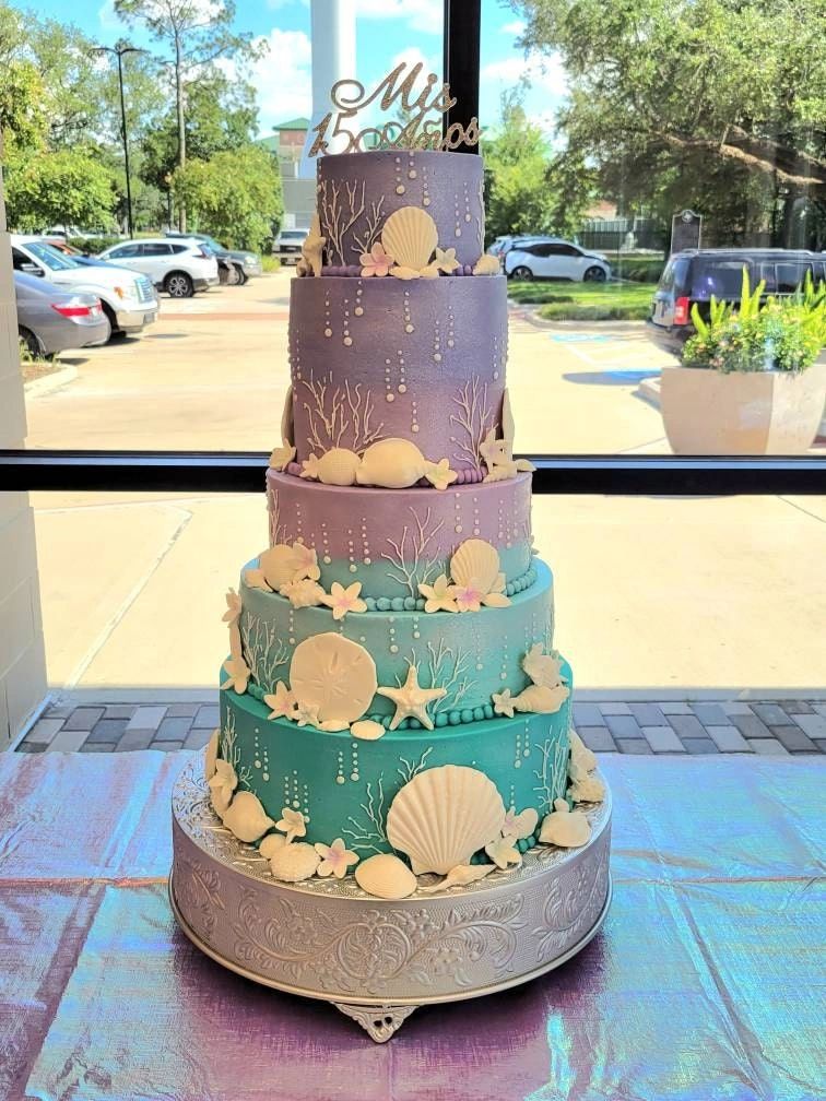 Turquoise Decorated Cake