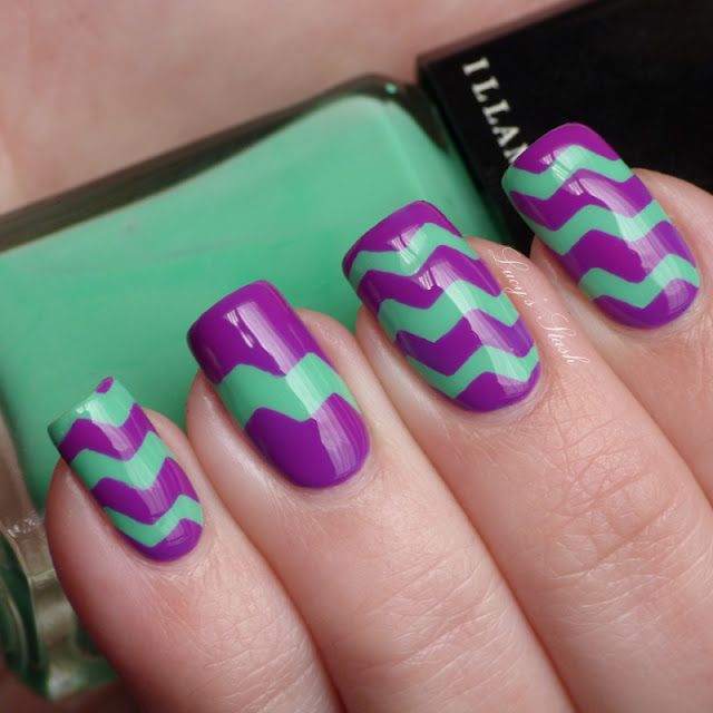 Unha Decorada Zig Zag