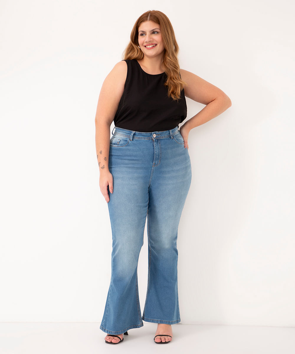 calça flare plus size