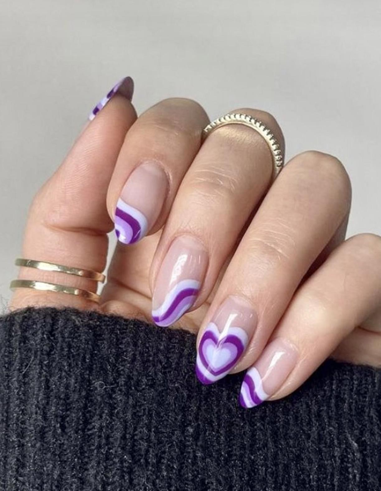 Purple Decorated Nail