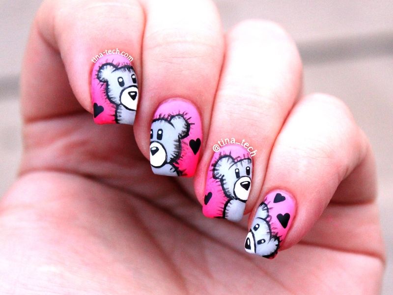 Teddy Bear Decorated Nail