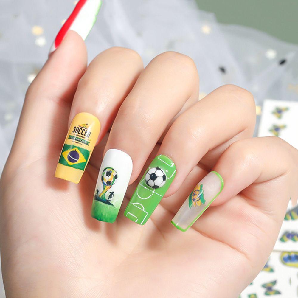 Brazil Flag Decorated Nail