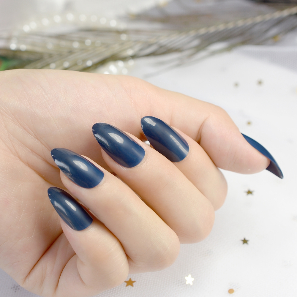 Navy Blue Decorated Nail