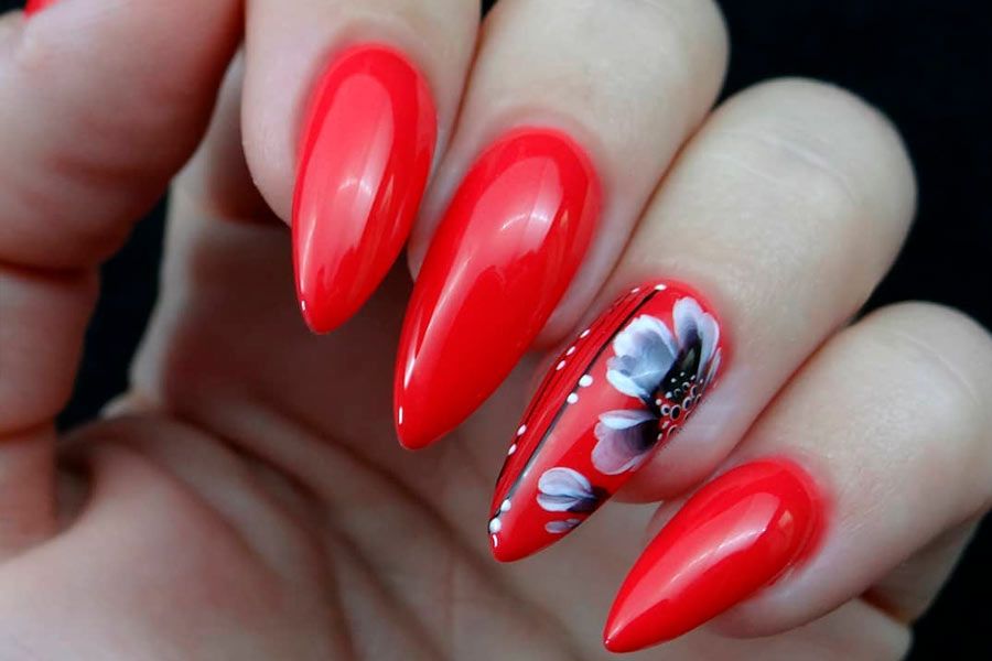 Red Decorated Nails