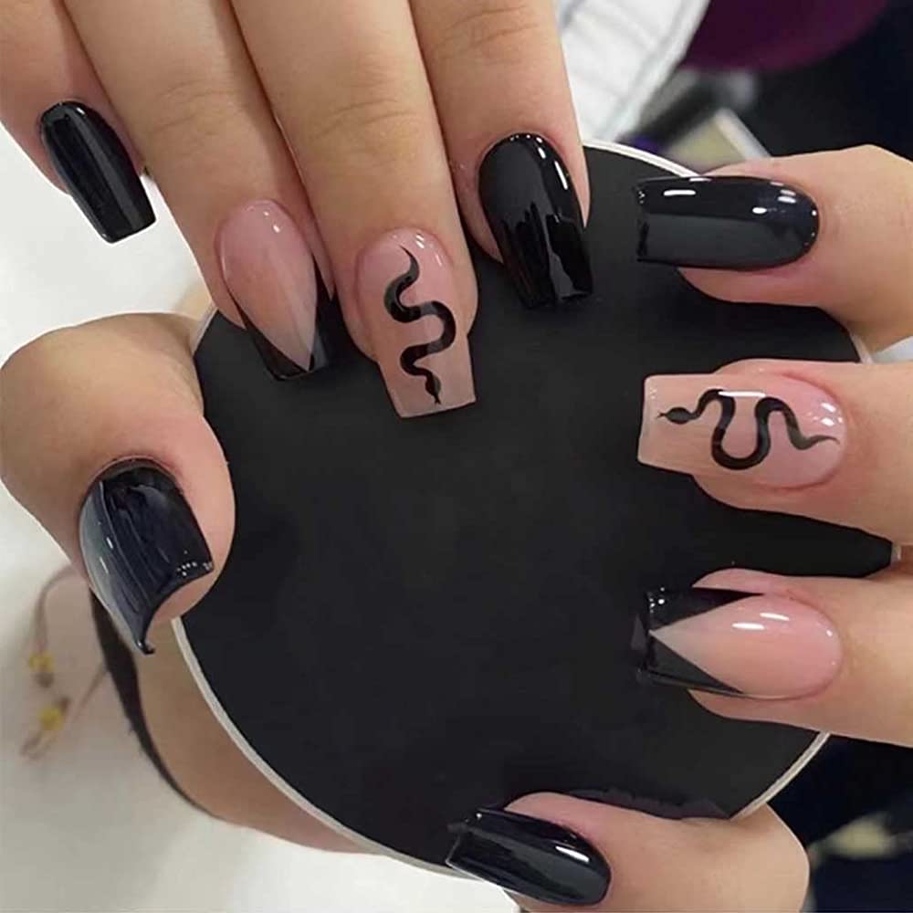 Black Decorated Nail