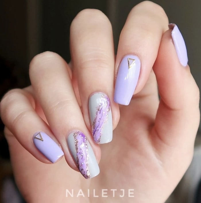 Purple Decorated Nail