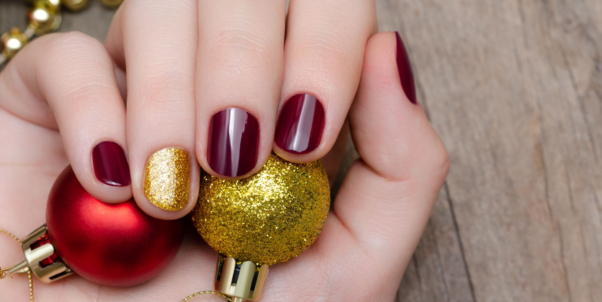 Red And Gold Decorated Nail