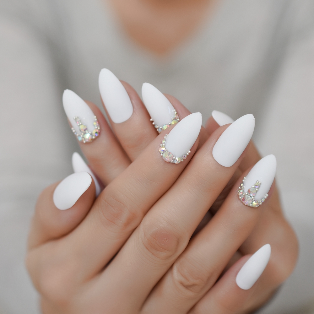 White Decorated Nail