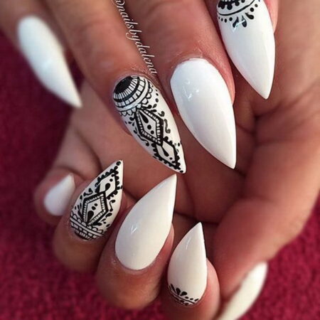 Black and White Decorated Nail