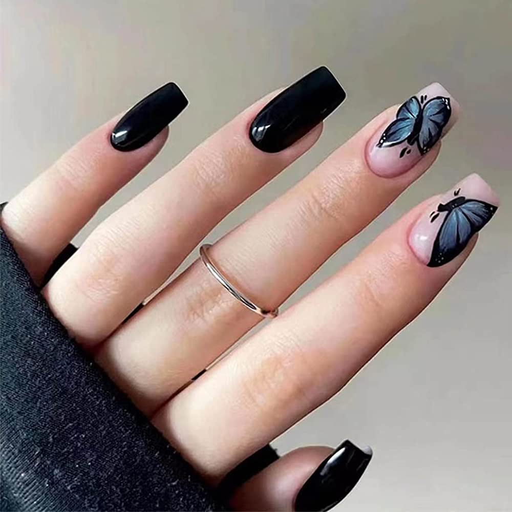 Black Decorated Nail