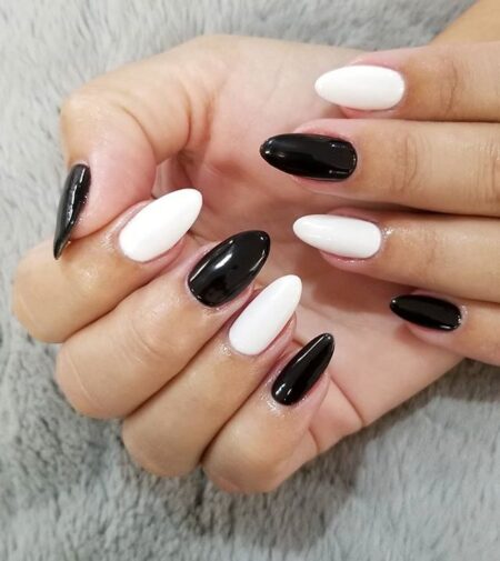 Black and White Decorated Nail