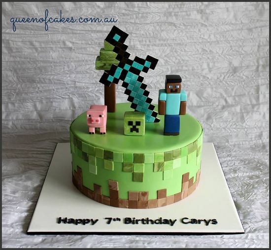 Minecraft decorated cake