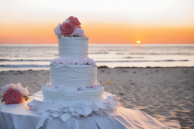 Bolo de Casamento na Praia