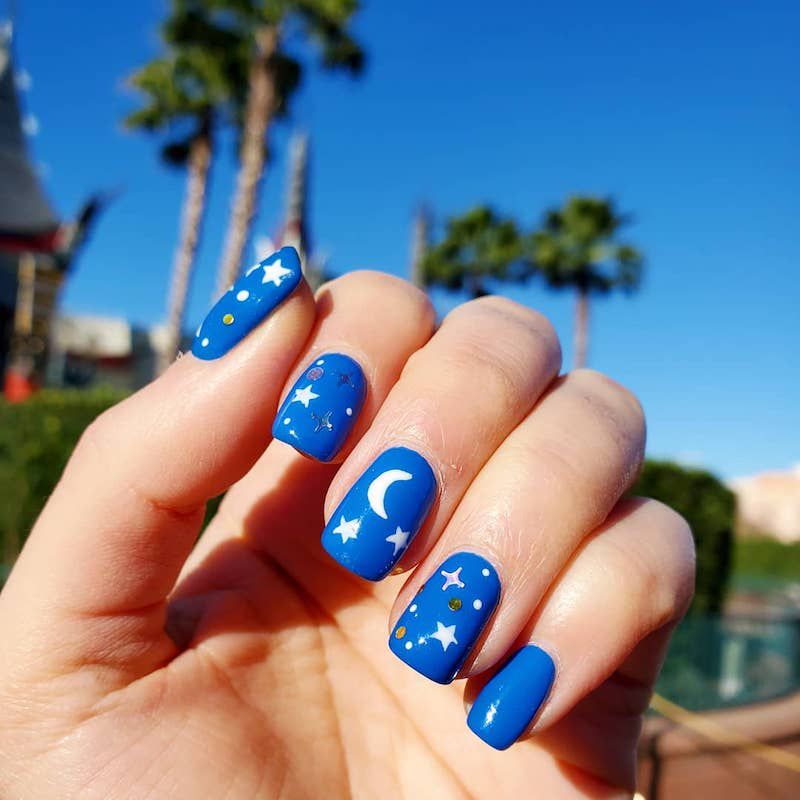 Navy Blue Decorated Nail