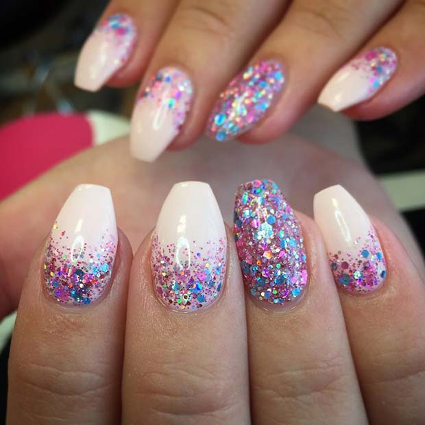 Nail Decorated With Glitter