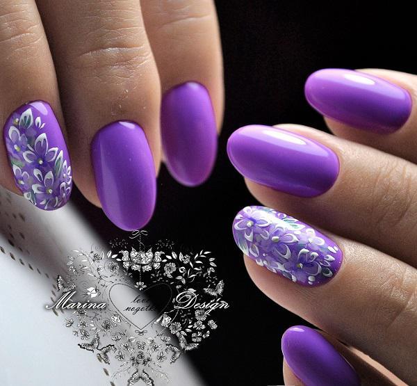 Purple Decorated Nail