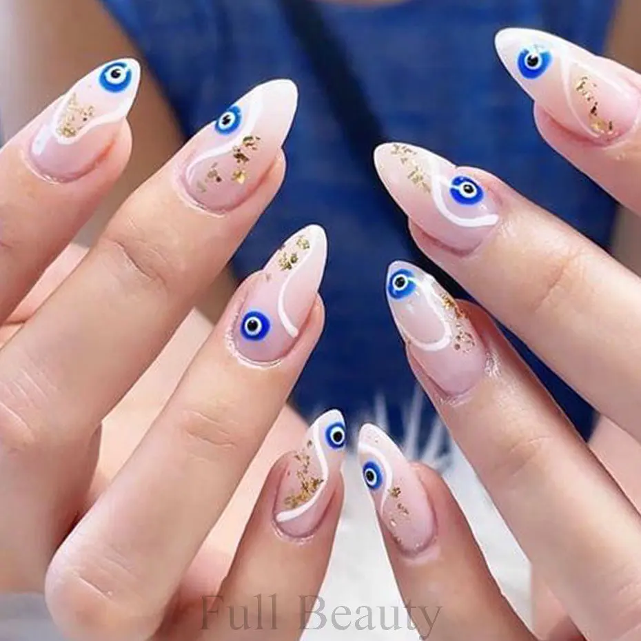 Greek Eye Decorated Nails