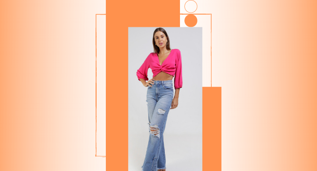 Look com Calca Wide Leg Feminina