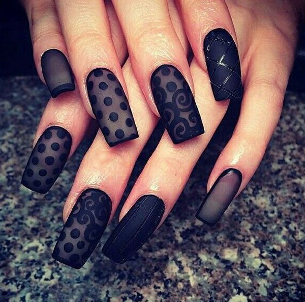 Black Decorated Nail