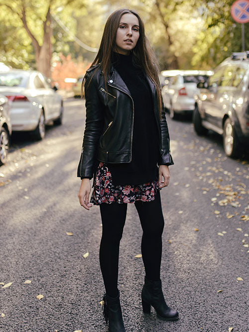 Fashion Look with Female leather jacket