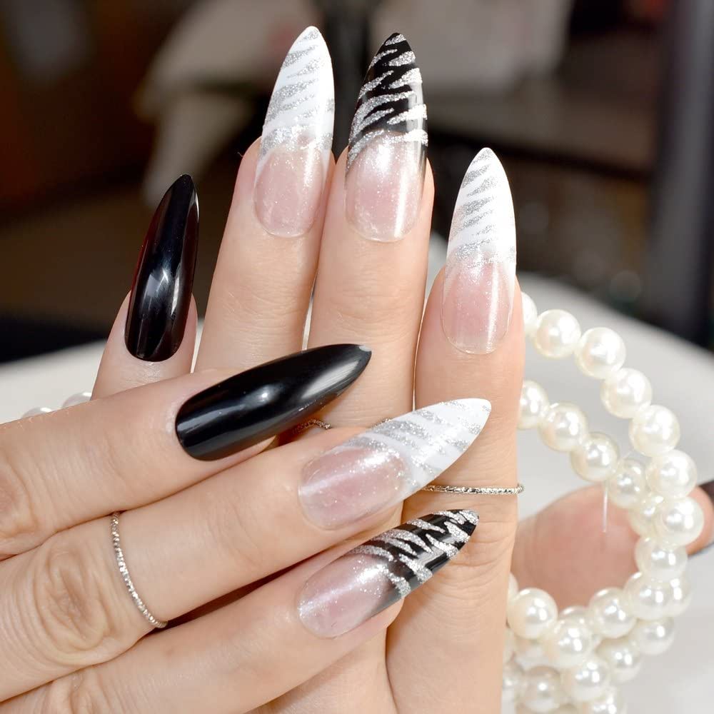 Black Decorated Nail