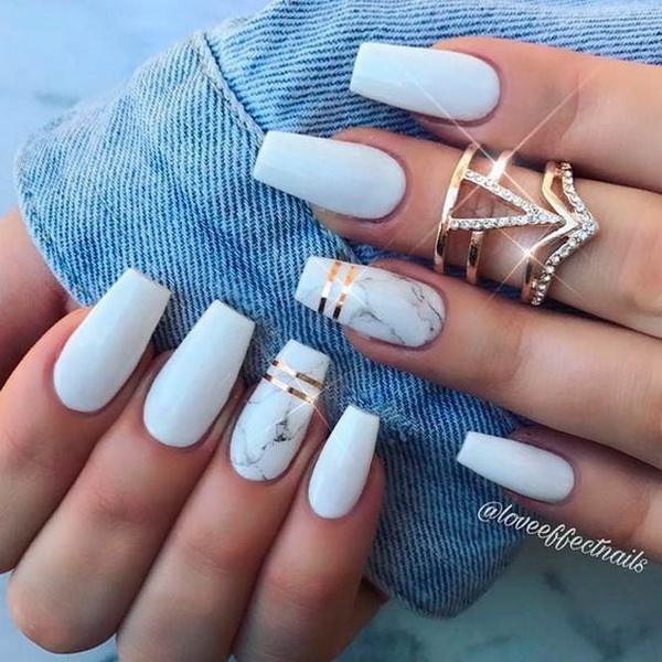 White Decorated Nail