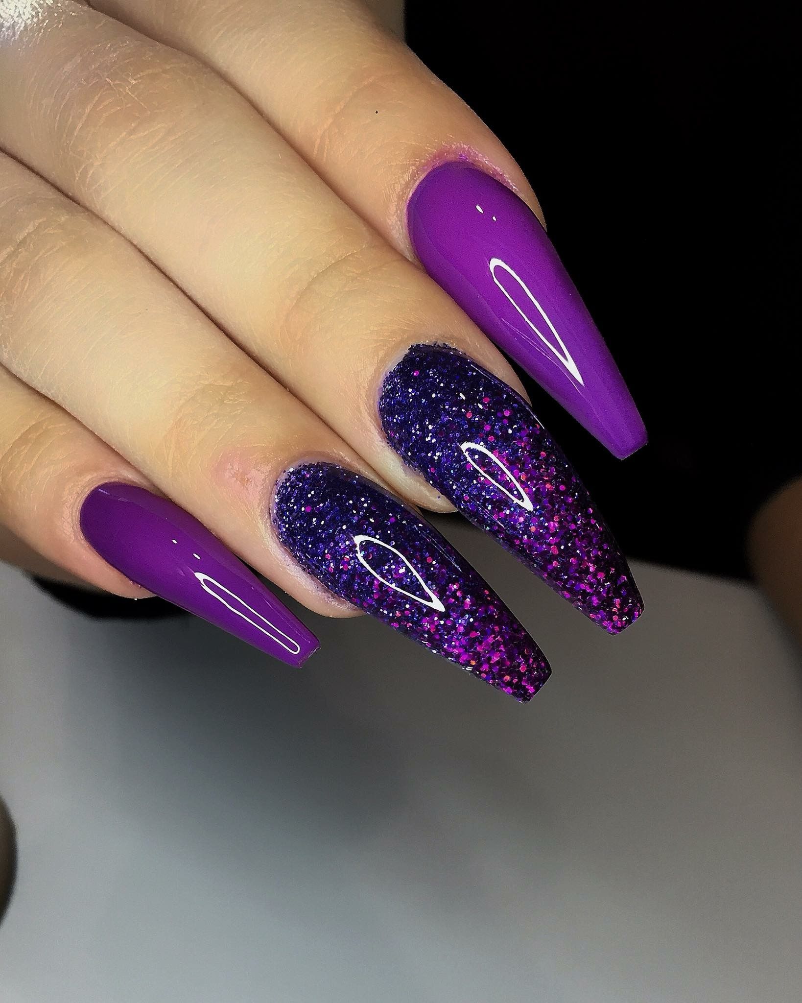 Purple Decorated Nail