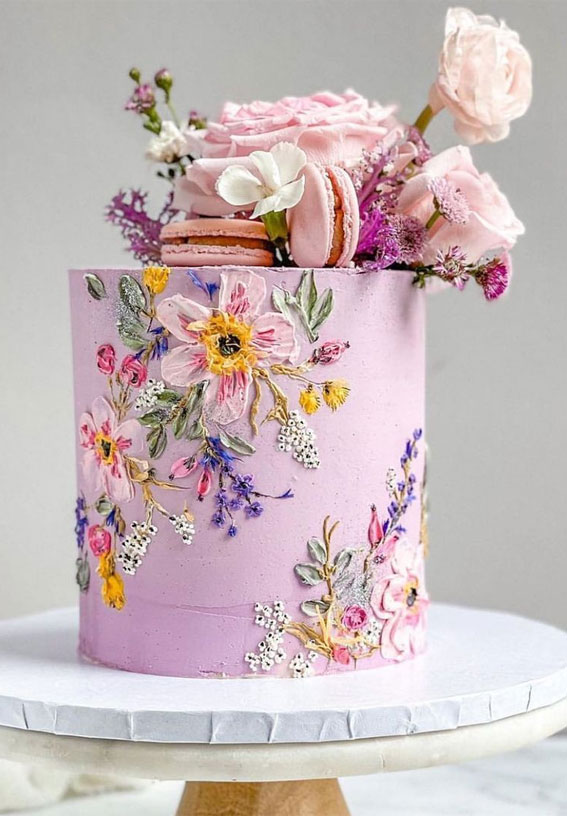 Lilac Decorated Cake