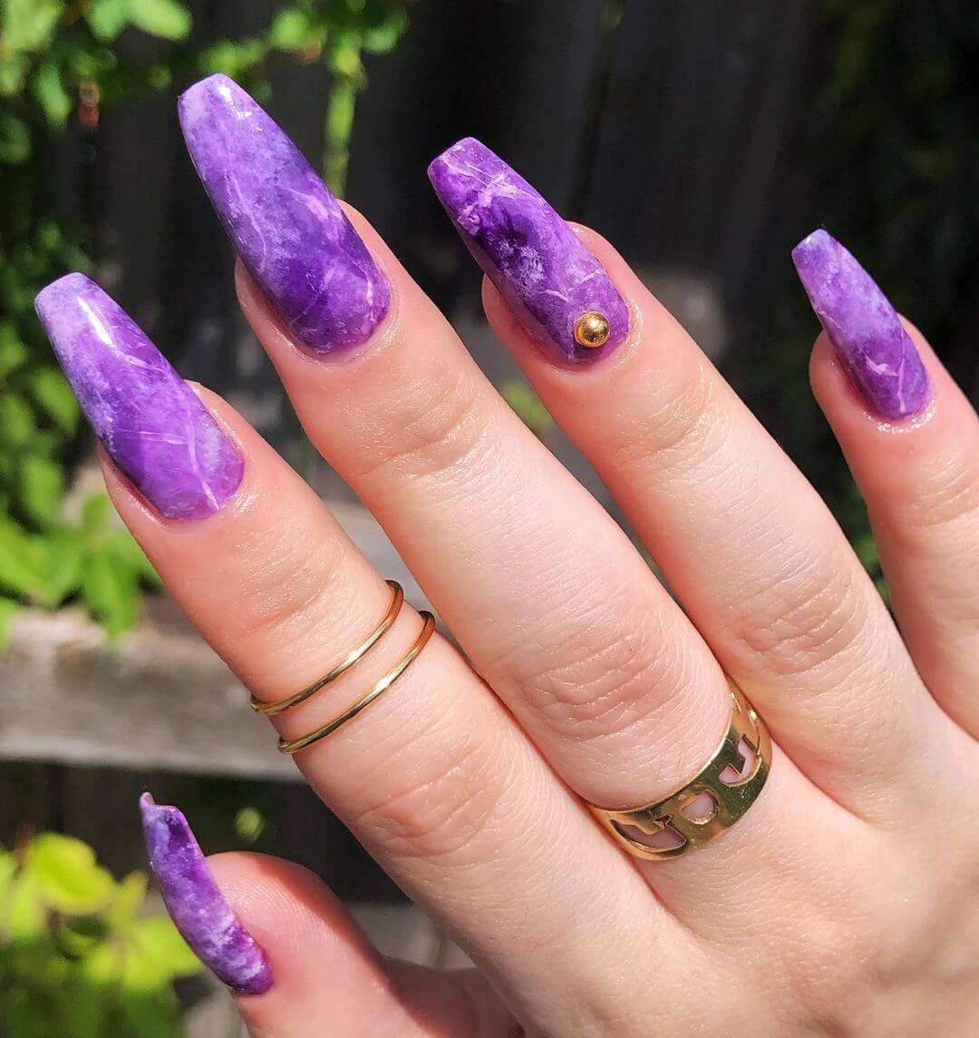 Purple Decorated Nail