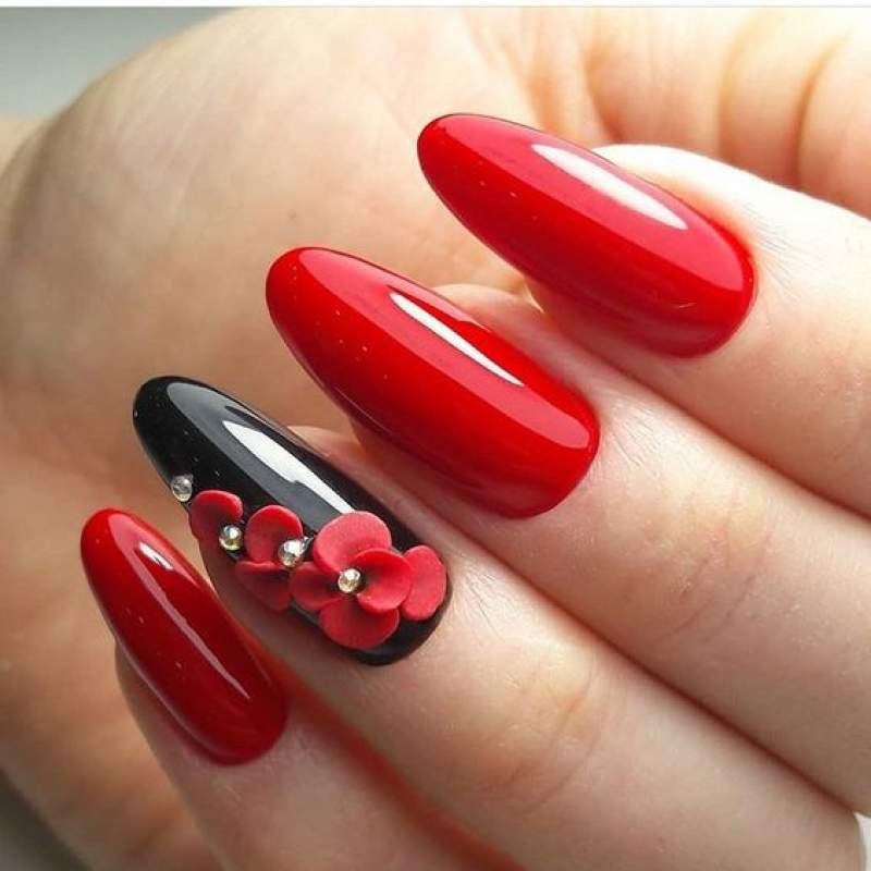 Red Decorated Nails