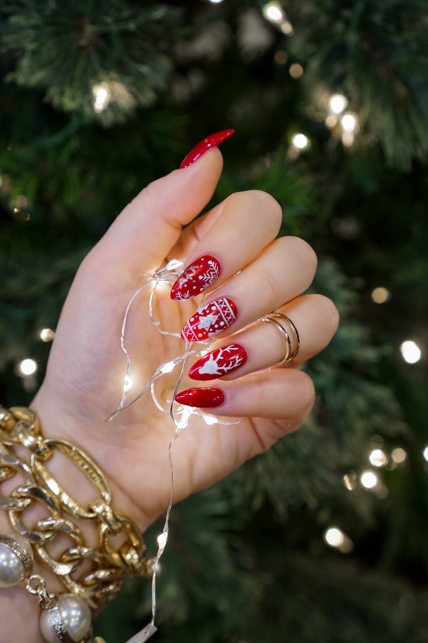 Red Decorated Nails