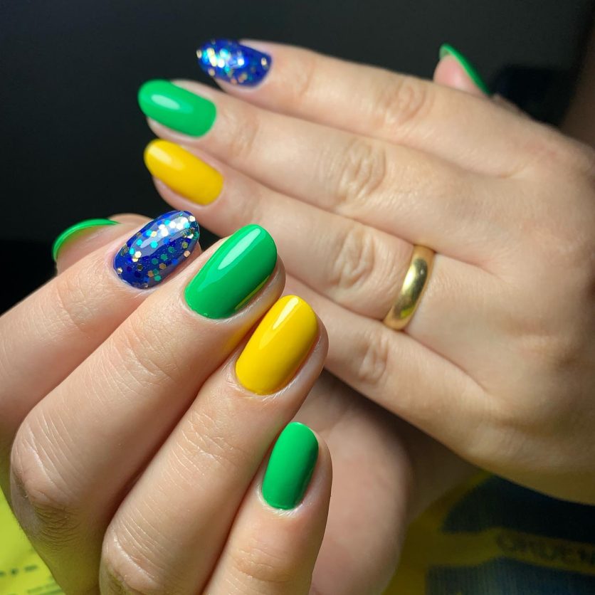 35 Ideias De Unhas Decoradas Brasil Verde Azul E Amarelo