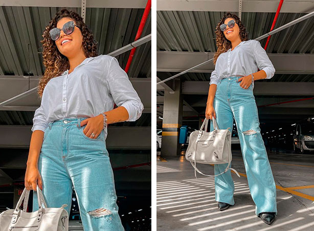 Look com Calca Wide Leg Feminina