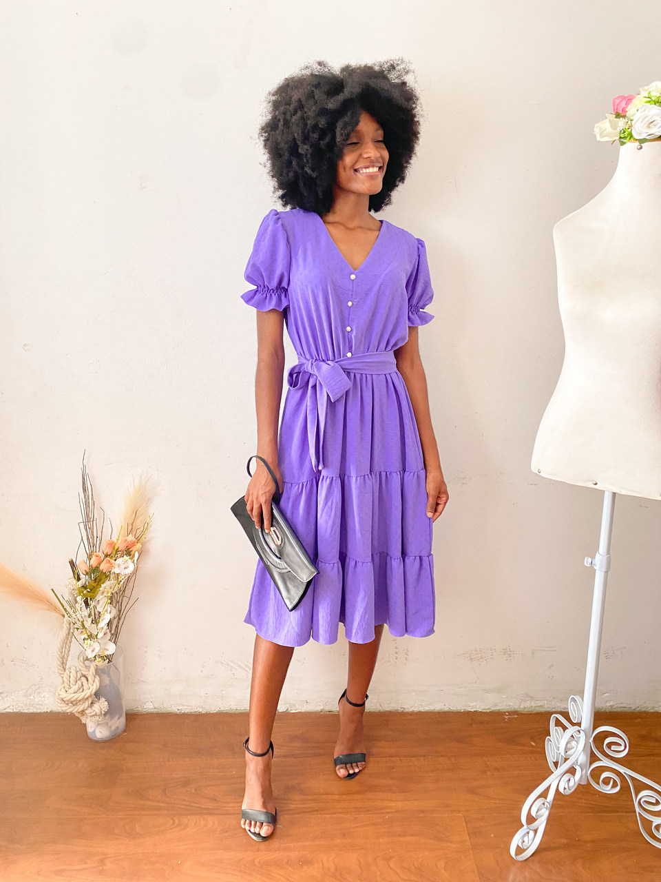 Look com Vestido Lilas