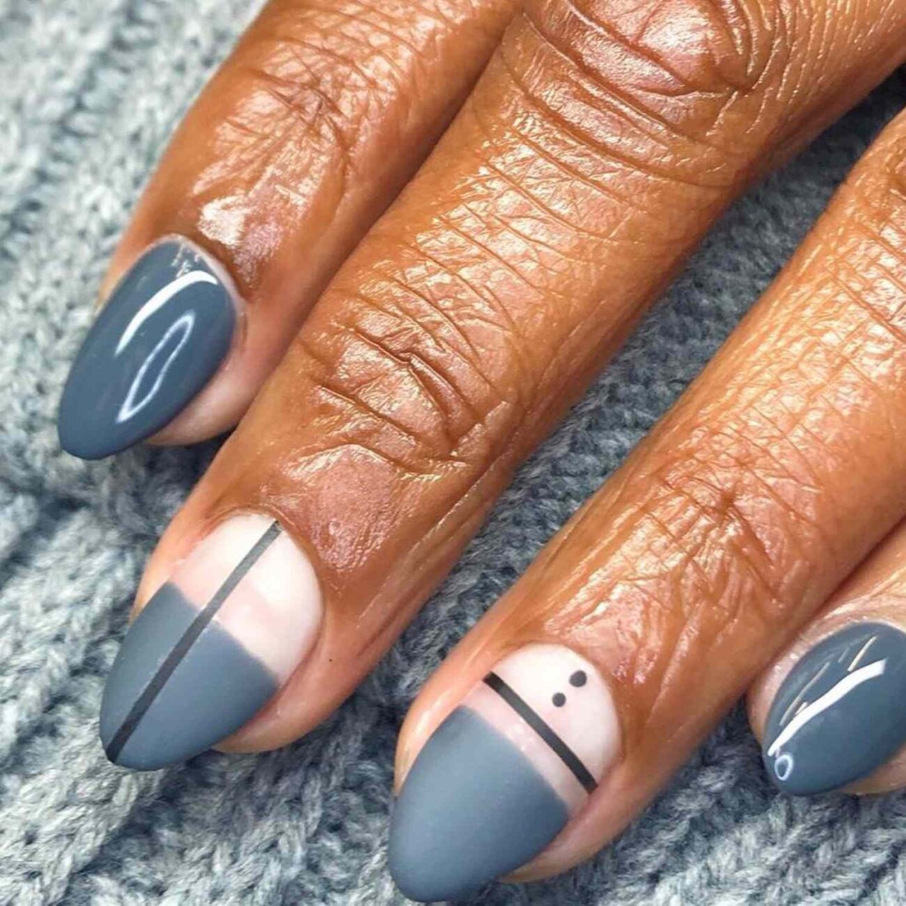 gray nail art