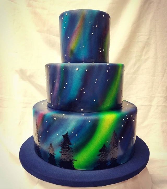 Aurora Borealis Decorated Cake