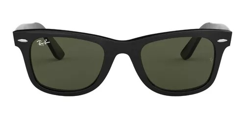 Óculos De Sol Masculino E Feminino Wayfarer Ray-ban Cor da armação Preto Cor da haste Preto Cor da lente G-15 Verde Desenho Quadrado