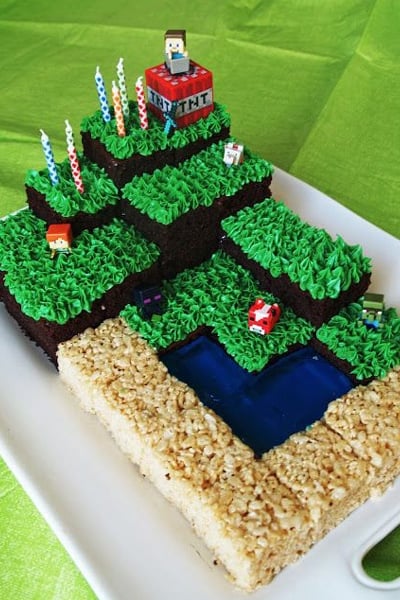 Minecraft decorated cake