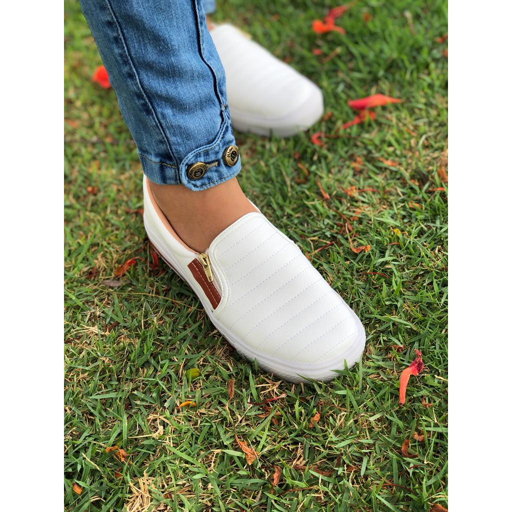 Tênis Sapatênis Sapatilha feminino Slip On Zíp casual Leve e confortável envio imediato | Shopee Brasil