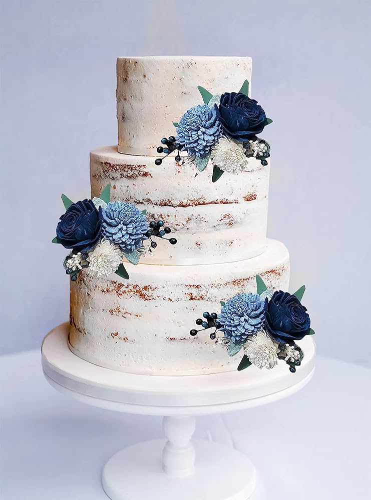 Blue and White Wedding Cake