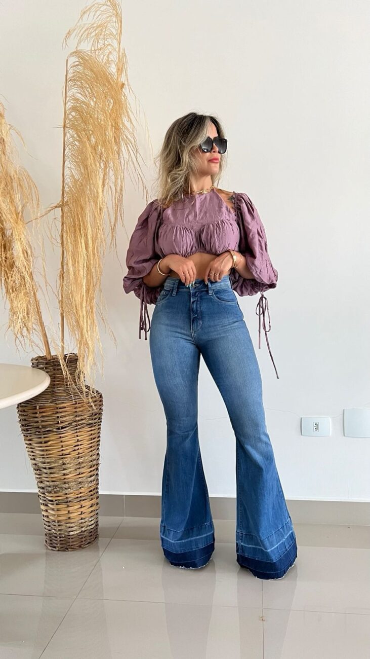 calça flare jeans