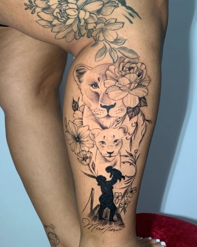 tatuagem feminina leoa